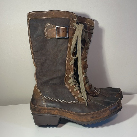 RARE Sorel Womens Sz 8 Sorelia Earhart Waterproof Leather Fleece Lined Boots - Picture 2 of 9